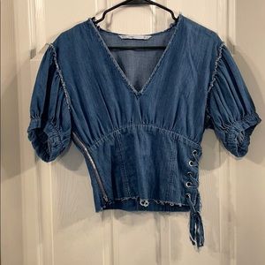 Denim cropped shirt